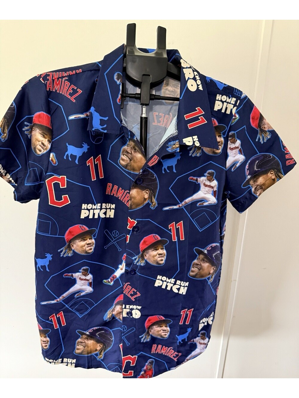 Cleveland Guardians BDA Sports Short Sleeve Shirt Men's Navy Used Medium